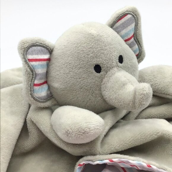 Modern Baby Gray Elephant Snuggle Blankie Security Blanket Lovey Teether Toy - Picture 3 of 8